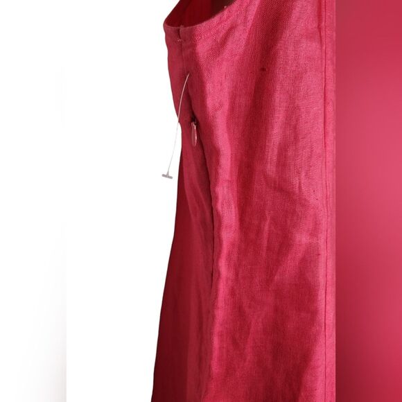 Vintage Linen Dress Sleeveless Midi Pintuck Flowy Prairie Cottage Pink Oversized - Picture 6 of 11